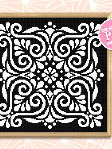 Square mandala cross stitch pattern download PDF Modern vintage ornament cross stitch chart Mandala pattern digital PDF, Home decor #M171 $4.60