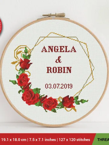 Wedding Date Frame and Alphabet Cross stitch pattern | Embroidery Pattern | Instant Download | Embroidery Designs $5.94