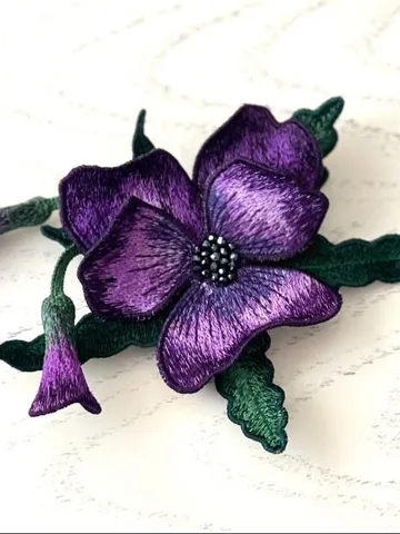 Machine embroidery design FSL 3D brooch “Pansies” $9.24