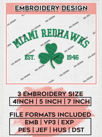 NBA Miami Redhawks Basketball Team Est Logo Embroidery Design, NBA Miami Redhawks Logo Embroidery Files, Basketball Team Machine Embroidery, Machine Embroidery Design