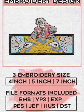Naruto Jiraiya Embroidery Files, Anime Inspired Embroidery Design, Machine Embroidery Digital Download EMB_ANIME_237 $6.99