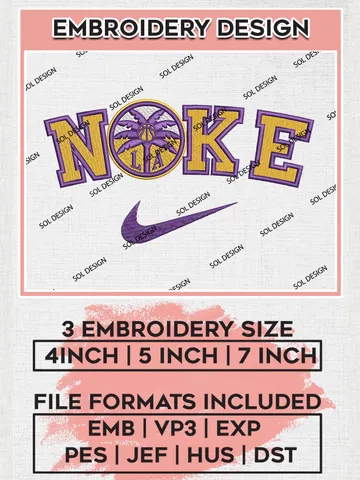 Nike Los Angeles Sparks Embroidery Files, WNBA Los Angeles Team Embroidery Designs, WNBA Basketball Teams, 3 sizes, Machine embroidery designs, Digital Download $6.99