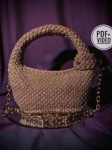 Crochet pattern hobo handbag PDF digital instant download and video tutorial, small purse, shoulder mini bag, top handle, eco friendly shopp $10.00