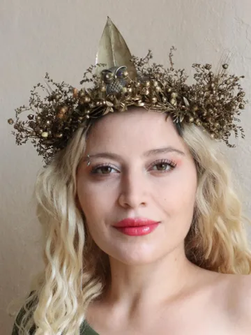 Halloween, handmade items, dried flower crown, special handmade, birthday present,Rock and roll Music festival, $73.00