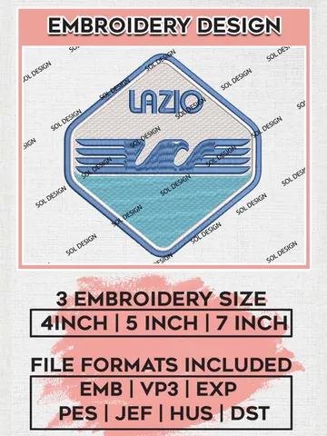 Lazio Machine Embroidery Designs, Serie A Embroidery files, Serie A Lazio Teams, Football, Digital Download $6.99