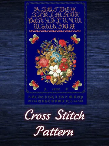 Antique Cross Stitch Pattern Sampler Digital Download PDF $12.50