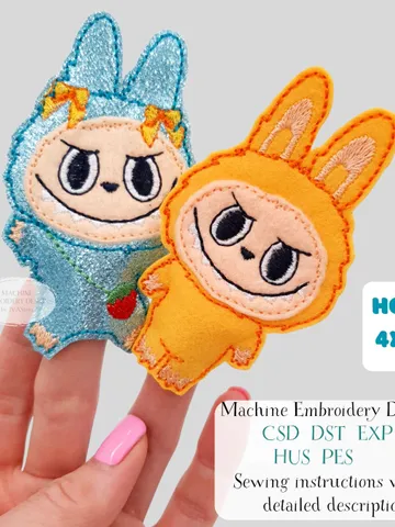 ITH Monster Elf Finger Puppet Embroidery Design Set, Felt Art Toy Theater Pattern, 4x4 Hoop Digital File $7.00