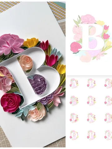Set of patterns for Quilling | Initials A - Z Letters with flowers $20.00