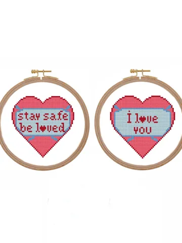 Valentine day cross stitch pattern modern I love you cross stitch chart Covid2020 cross stitch pattern Valentines greeting card ornament $3.94