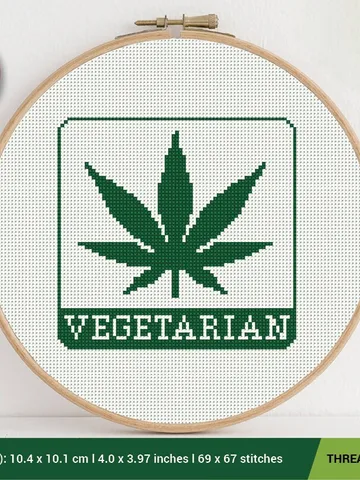 Weed Vegetarian Cross stitch pattern | Embroidery Pattern | Instant Download | Embroidery Designs $5.37