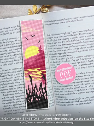 Nature bookmark cross stitch pattern digital PDF Modern handmade bookmark embroidery beginners Instant download Gift for book lover #B12 $4.40
