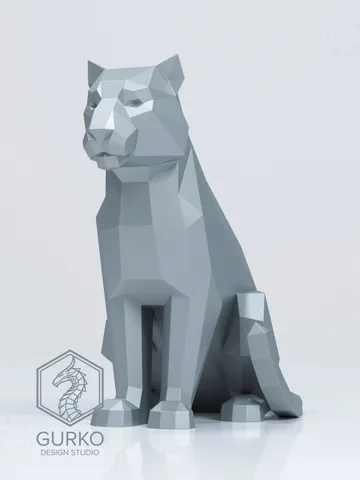 Sitting Tiger Metal Papercraft, Cat, DXF, PDF, Digital Template Download, Gurko, Pepakura, Welding Low Poly 3D Origami, DIY Metal Sculpture $135.00