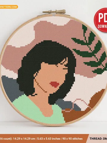 Woman 2 Boho Style cross stitch pattern, Floral, nature, girl, home decor, counted, chart, gift DIY, embroidery, beginner, instant PDF $5.94