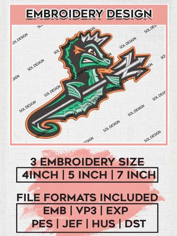 MiLB Norfolk Tides Embroidery Design Files, MiLB Norfolk Tides Logo, Minor League Baseball Logo Embroidery Designs, MiLB embroidery designs, Machine embroidery designs, Digital Download $6.99