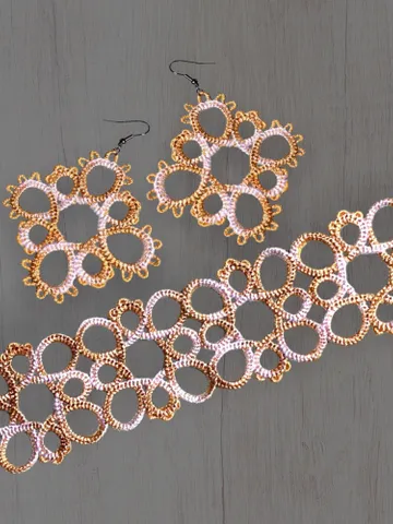 Free Standing Lace Braselet Earrings Tatting set machine embroidery design FSL pattern digital embroidery design jewerly embroidery motif $13.86