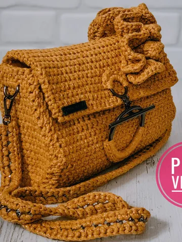 Crochet pattern bag with ruffles PDF digital instant download, women crossbody, bridesmaid purse, mustard handbag, crochet bag, casual wear $5.00