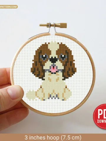 Mini spaniel breed Cross stitch pattern, tiny dog, contemporary pet, animal, beginner counted, modern chart, DIY, embroidery, instant PDF $4.29