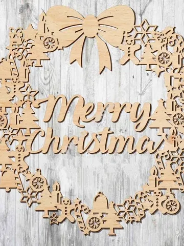 Digital Template Cnc Router Files Cnc Christmas Wreath Files for Wood Laser Cut Pattern $6.50