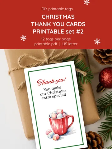 Holiday Mini Thank You Cards. Printable Vintage Watercolor Notes. Printable Christmas Thank You Mini Cards. Cozy & Vintage. Vintage Red & Green Thank You Cards. Small Holiday Printables. Family Holiday Thank You Cards. Printable Mini 2x3.5" Set.