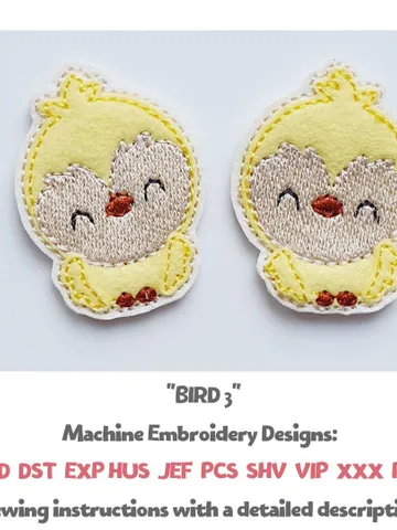 ITH Yellow Chick Feltie Embroidery Design Applique, Easter Mini Bird Pattern for Crafts, 4x4 Hoop DIY File $3.00