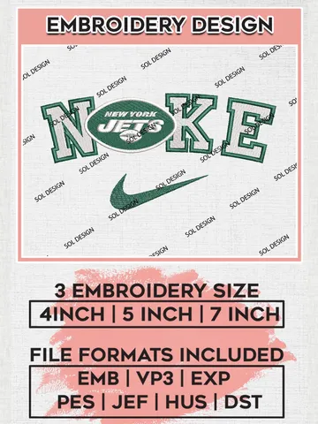 Nike New York Jets Embroidery Designs, NFL Jets, NFL Logo Embroidery Files, NFL New York Jets Machine Embroidery Design, Digital Download