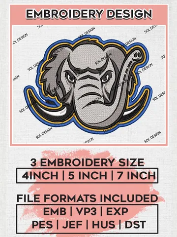 NCAA Purdue Fort Wayne Mastodons Mascot Logo Embroidery Designs, NCAA Logo Machine Embroidery Files, NCAA Purdue Fort Wayne Logo, NCAA Embroidery Designs, Machine Embroidery Designs, Digital Download $6.99