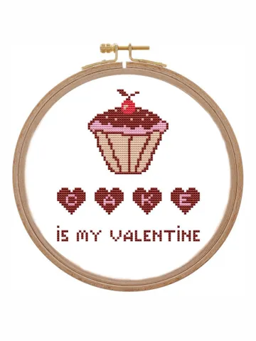 Funny anti love Valentines heart cross stitch pattern modern counted Cake is my Valentine day xstitch PDF sarcastic easy small design $3.94