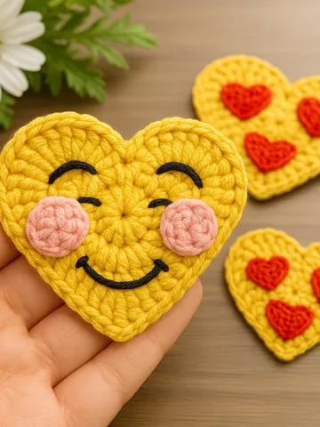 Crochet Heart Pattern, Cute Emoji Design for Heart-Shaped Motifs, Perfect DIY Gift Idea for Crocheting Enthusiasts $5.40