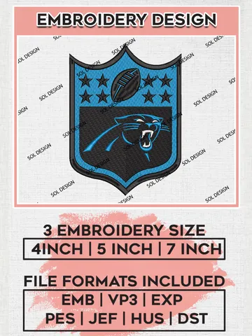 Carolina Panthers Embroidery Designs, NFL Panthers, NFL Embroidery Designs, NFL Carolina Panthers Machine Embroidery Design, Digital Download $6.99