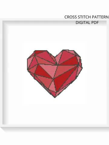 Love cross stitch pattern, Red Heart cross stitch pattern, Valentines embroidery, Instant download, Digital PDF $5.00