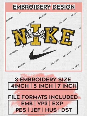 Nike Idaho Vandals Machine Embroidery Design, NCAA Idaho Vandals Embroidery Design Design files, NCAA Embroidery Designs, NCAA Machine Embroidery Designs, Digital Download $6.99