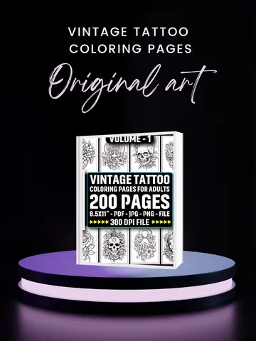 200+ Vintage Tattoo Coloring Pages $0.00