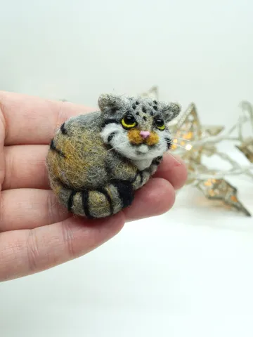 Manul, the Pallas cat, miniature needle felted animal, made to order $50.00