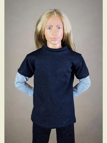 Black & gray long-sleeve T-shirt for 12-inch fashion male dolls $24.00