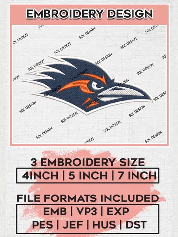 UTSA Roadrunners Logo Machine Embroidery Design, NCAA UTSA Roadrunners Embroidery Design Design files, NCAA Embroidery Designs, NCAA Machine Embroidery Designs, Digital Download $6.99