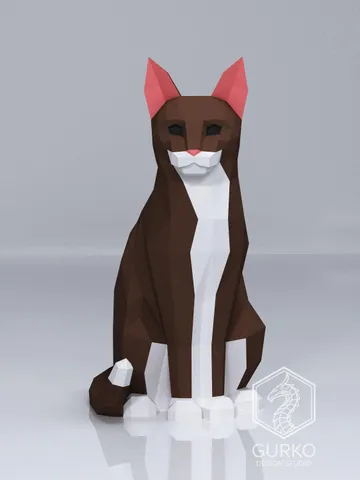 Sitting Cat Papercraft, Digital Template, PDF Download, Gurko, 3D Low Poly, Pepakura, DIY Origami Sculpture, Paper Decor, DIY Gift $18.00