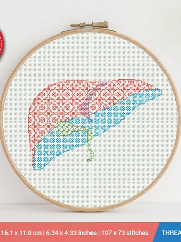 Human Body Liver Cross stitch pattern Blackwork | Embroidery Pattern | Instant Download | Embroidery Designs $5.37