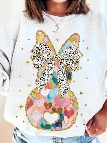 Colorful Coquette gold glitter bunny bow png girls easter coquette design dtf easter girls png kids spring design bow acrylic brushstroke $3.62