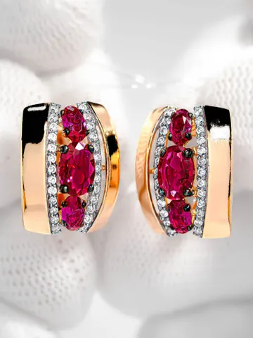 Earrings jewelry Silver gold plated 925 assay value with corundum ruby $125.00