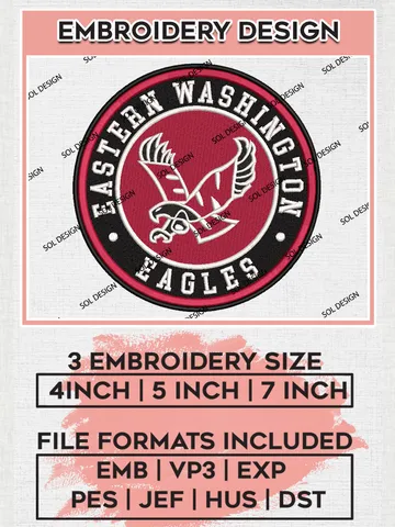 NCAA Eastern Washington Eagles Round Logo Embroidery, NCAA Eastern Washington Eagles Logo Embroidery files, NCAA Teams, Machine embroidery designs, Digital Download $6.99