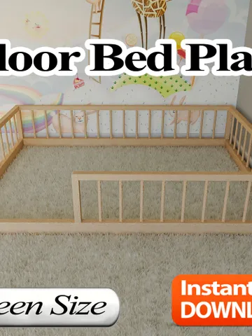 Montessori Floor Bed Plan, Queen Size, PDF, DIY $14.95