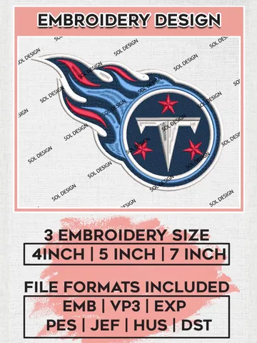 Tennessee Titans Embroidery Designs, NFL Titans, NFL Embroidery Designs, NFL Tennessee Titans Machine Embroidery Design, Digital Download