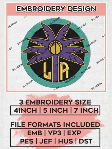 Los Angeles Sparks Basketball Logo Embroidery Files, WNBA Los Angeles Team Embroidery Designs, WNBA Basketball Teams, 3 sizes, Machine embroidery designs, Digital Download $6.99