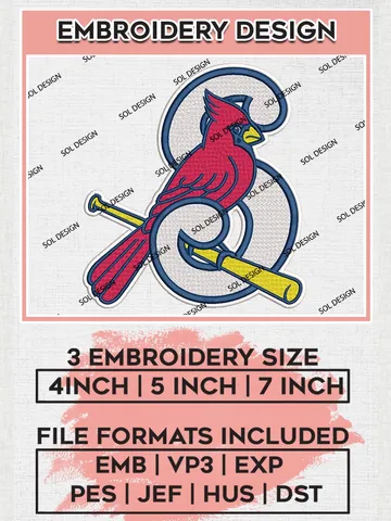 MiLB Springfield Cardinals Embroidery Design Files, MiLB Springfield Cardinals Logo, Minor League Baseball Logo Embroidery Designs, MiLB embroidery designs, Machine embroidery designs, Digital Download $6.99
