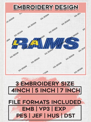 NFL Los Angeles Rams Wordmark Logo Embroidery Design Files, NFL Rams, NFL Embroidery Designs, NFL Los Angeles Rams Machine Embroidery Design, Digital Download