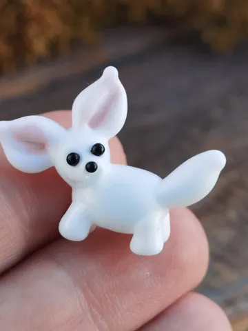Glass figurines Tiny fennec figurine miniature fenec sculpture terrarium figurines blown glass art tiny glass animals glass fennec dollhouse $25.05