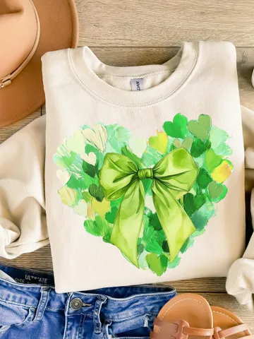 St. Patrick’s Day Heart Brushstroke png, 4 leaf clover png, St Patrick's Day png, Irish png, Shamrock png designs, Coquette st patrick Png $4.46