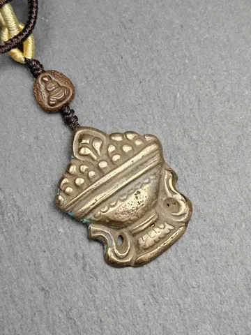 Antique Tibetan Buddhist Talisman - Mani Jewel Amulet - Wish Fulfilling Jewel - Cintamani Pendant,Decades Old