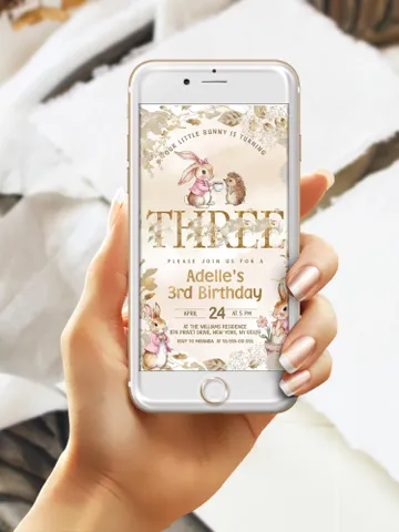 Editable Digital Invitation template for the 1st Baby Birthday party in Peter Rabbit style instant download and unlimited access pr777 $12.78