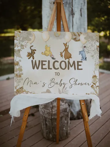 Welcome Banner Winnie the Pooh Baby Shower; Winnie Pooh  Baby Shower; Editable Welcome Banner; Baby Shower Decoration Winnie Pooh Wb12 $11.62